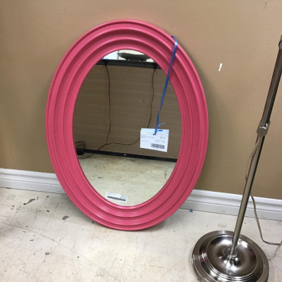 Oval Pink Framed Mirror
