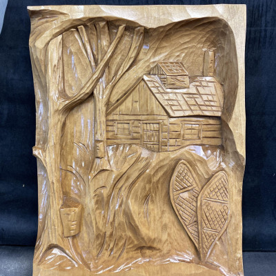 Carved Wood Plaque – Cabin