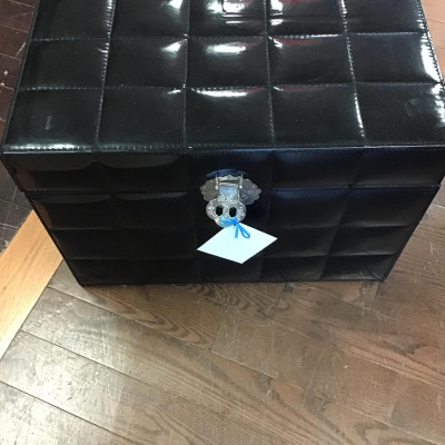 Faux Black Leather Look Storage Chest