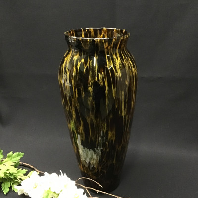 Tall Black/Gold Glass Vase (Italy)
