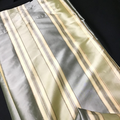 (Pair) Green/ Gold Silk Curtain Panels