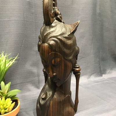 Carved Wood Sculpture Balinese Woman