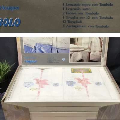 LINEA VALENTINO Lavorazione Cotton Table & Bedding Sets (Italy) (in original box)