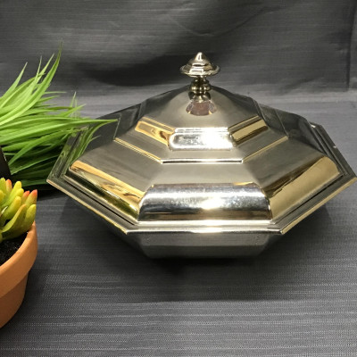 JEAN COUZON Lidded Octagon Silver Dish (France)