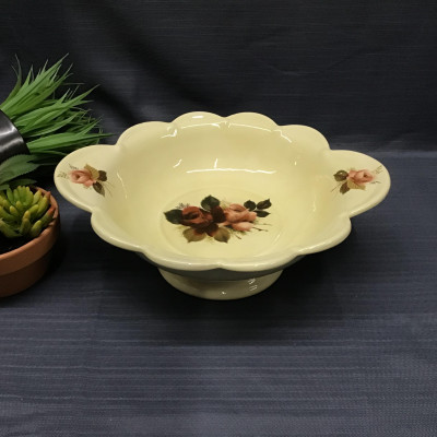 Vintage Floral Ceramic Footed Bowl
