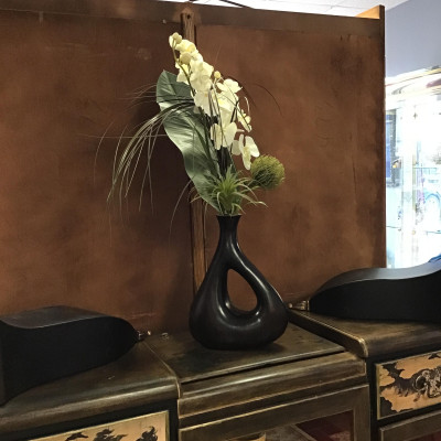 Decorative Vase w Faux Orchid