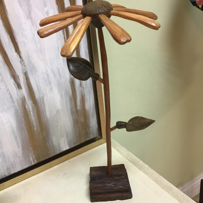 Wooden Flower on Stand