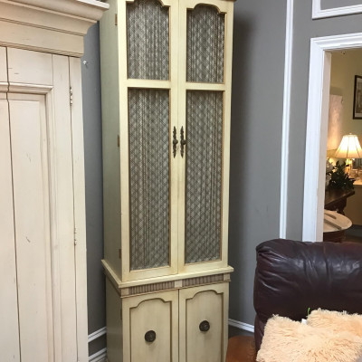 Tall Distressed Ivory Armoire (2 pcs.)