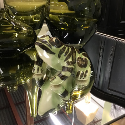 Green/ Brown Porcelain Frog