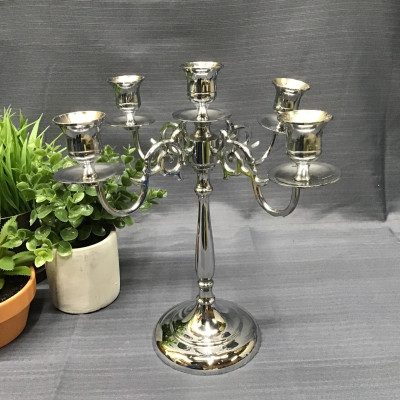 Silver 5-Arm Candle Holder