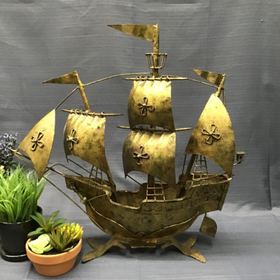 Gilt Iron Spanish Galleon / Sailing Ship Sculpture