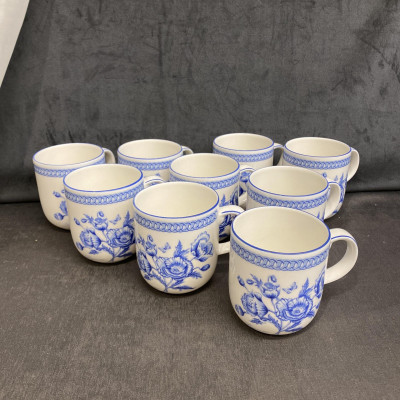 “Blue Botanic” Set of 9 Mugs