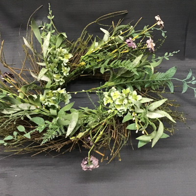Natural-Looking Mauve Floral/ Branch Wreath