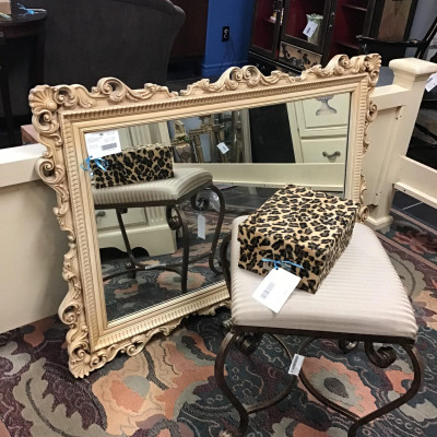 Pretty Ornate Ivory Framed Mirror