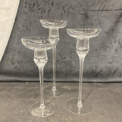 Set of 3 Glass Candleholders