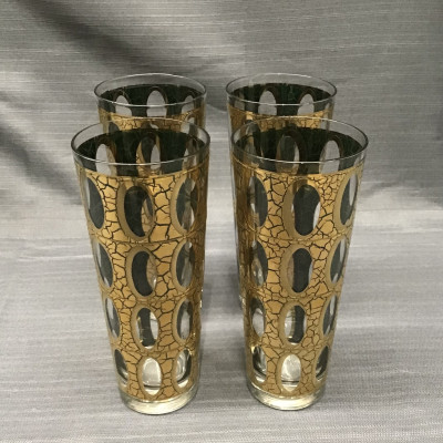 Culver Pisa 22K Gold Collins Glasses (Set of 4)