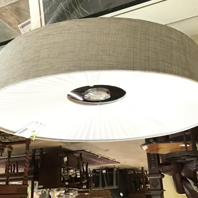 Grey Linen LED Flush-mount Light