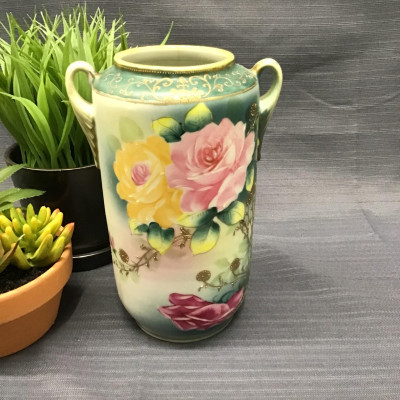 Antique NIPPON Porcelain Floral Vase (Japanese)