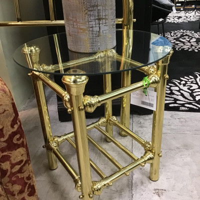 Brass/ Glass Top Side Table