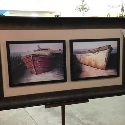 Art Print  (2-In-1) Red Boat & White Boat
