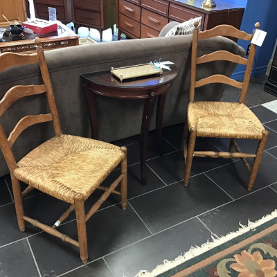 Pair Ladder Back Dining Chairs