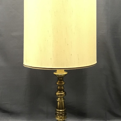 Brass Lamp with Ecru Silk Shade