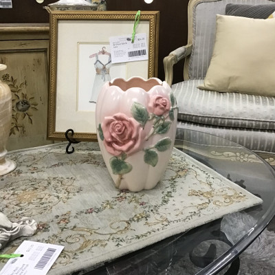 Vintage Fitz & Floyd Blushing Pink Rose Vase