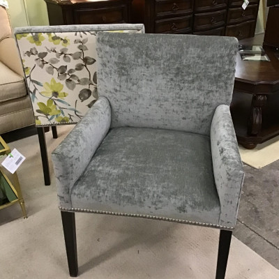 Custom Gray Chair with Nickel Stud Detailing