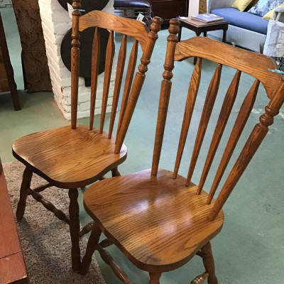 Pair Wood Dining Chairs
