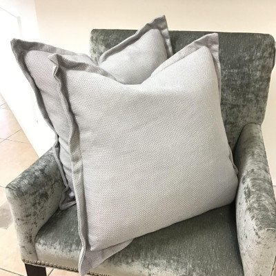 (Pair) Grey Zippered Cushions