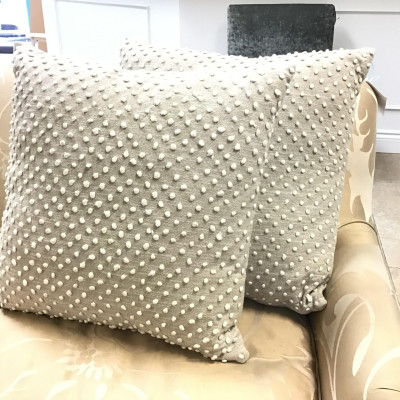 (Pair) Lt. Taupe/ White Zippered Cushions