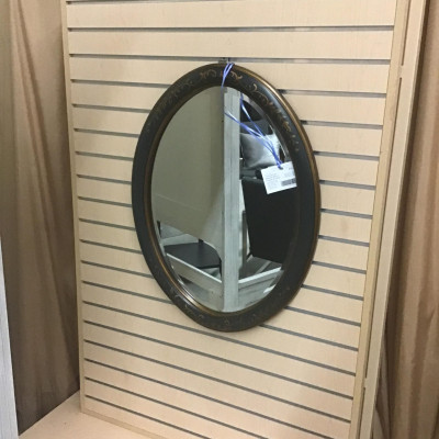 Framed Oval Beveled Mirror – Copper & Green