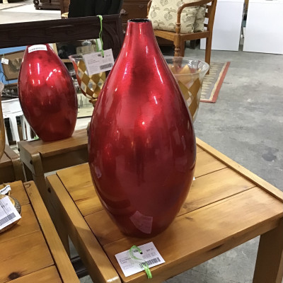 Metallic Red Tall Vase