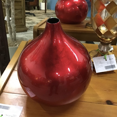 Metallic Red Round Vase