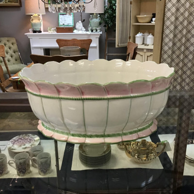 Large Cream with Pink & Green Planter Bowl