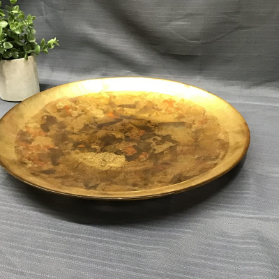 Multi-Tone Gold Round Glass Platter
