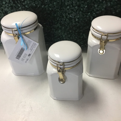 White Ceramic Canisters (3)
