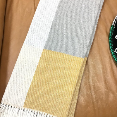 Yellow/ Grey & Cream Throw Blanket