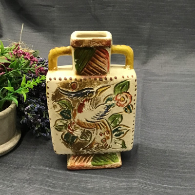 Ceramic Cream/ Floral Vase (Japan)