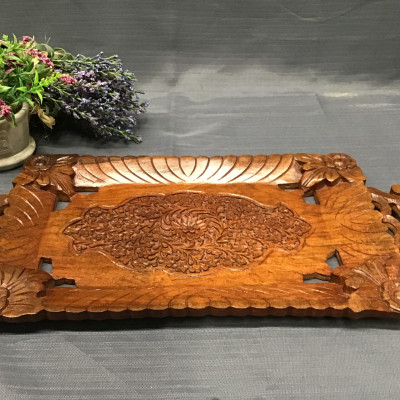 Etched Drk. Wood Tray
