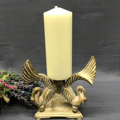 Rustic Cream/ Gold “Swan” Candle Holder (candle included)