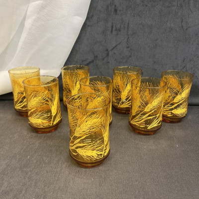 Set 8 Vintage Juice Glasses – Amber Wheat