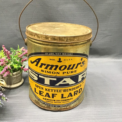 Vintage ARMOUR’S Simon Pure Leaf Lard Can