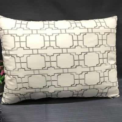 Off-White/ Grey Abstract Zippered Cushion