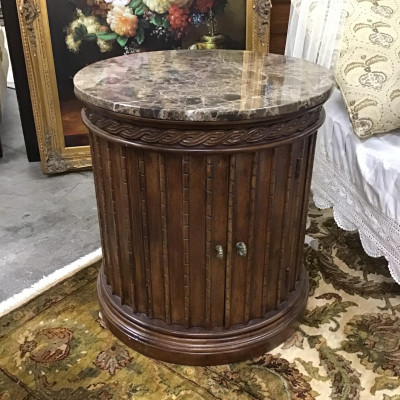 Brown Marble Top Side Table