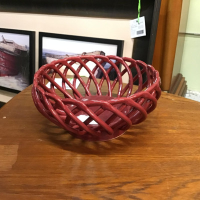 Burgundy Ceramic 9″ Braid Basket