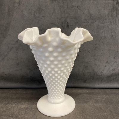 Fenton Milk Glass – Crimped Vase