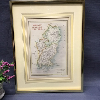 Framed Map  Wicklow, Carlow & Wexford (1840)