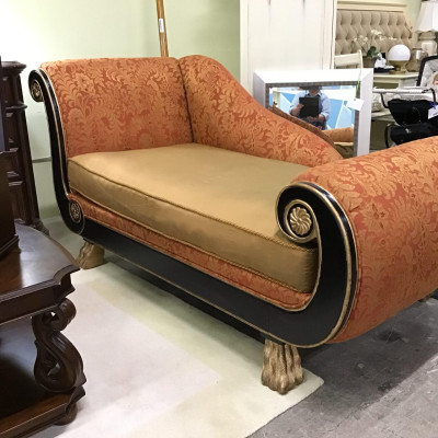 REGENCY HOUSE Coral, Black & Gold Chaise