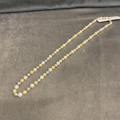 Vintage Faux Pearl Necklace – Tri Colour